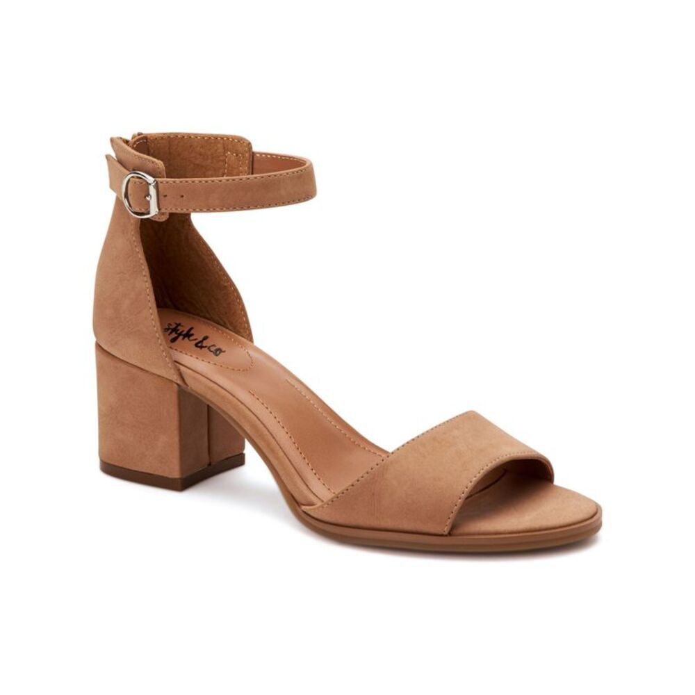 STYLE & COMPANY Womens Brown Buckled Katerinaa Toe Block Heel Heeled Sandal 11 M